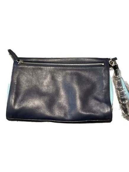 Halogen Handbags - Halogen Navy and Lt Blue Large Leather Clutch Bag